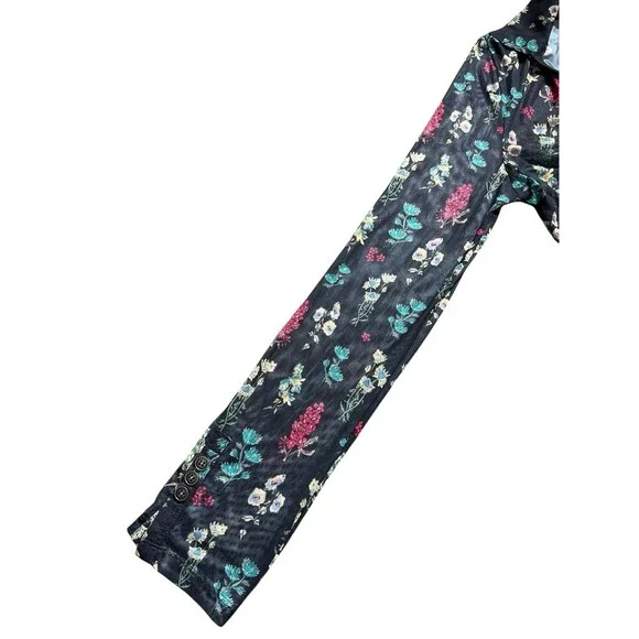 Natural Life Carina Floral Mesh Sheer Button Front Top Boho Womens Sz L - Picture 3 of 9